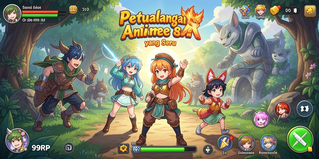 Tampilan gameplay seru di dunia Anime yang penuh petualangan.