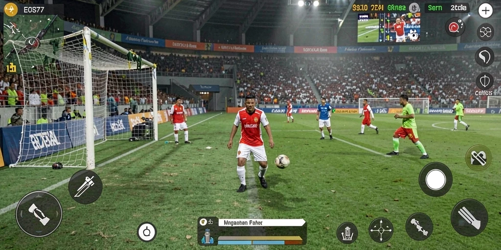 Screenshot gameplay yang menampilkan aksi mendebarkan di EOS77.