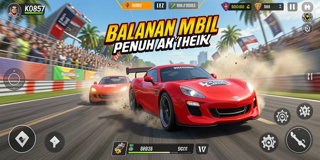 Tampilan aksi balapan mobil yang mendebarkan di KO857.