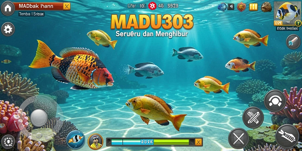 Tampilan gameplay MADU303 yang penuh aksi Tembak Ikan.