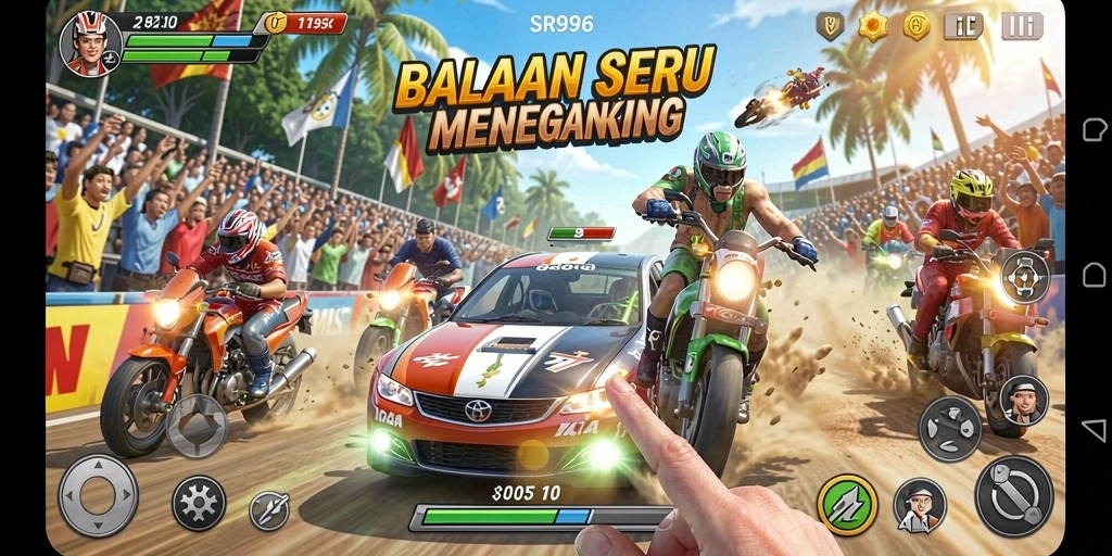 Gameplay Racing mendebarkan dalam SR996 dengan mobil cepat.