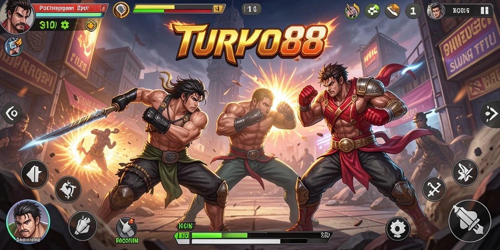 Tampilan gameplay TURBO88 yang mendebarkan dan penuh aksi.